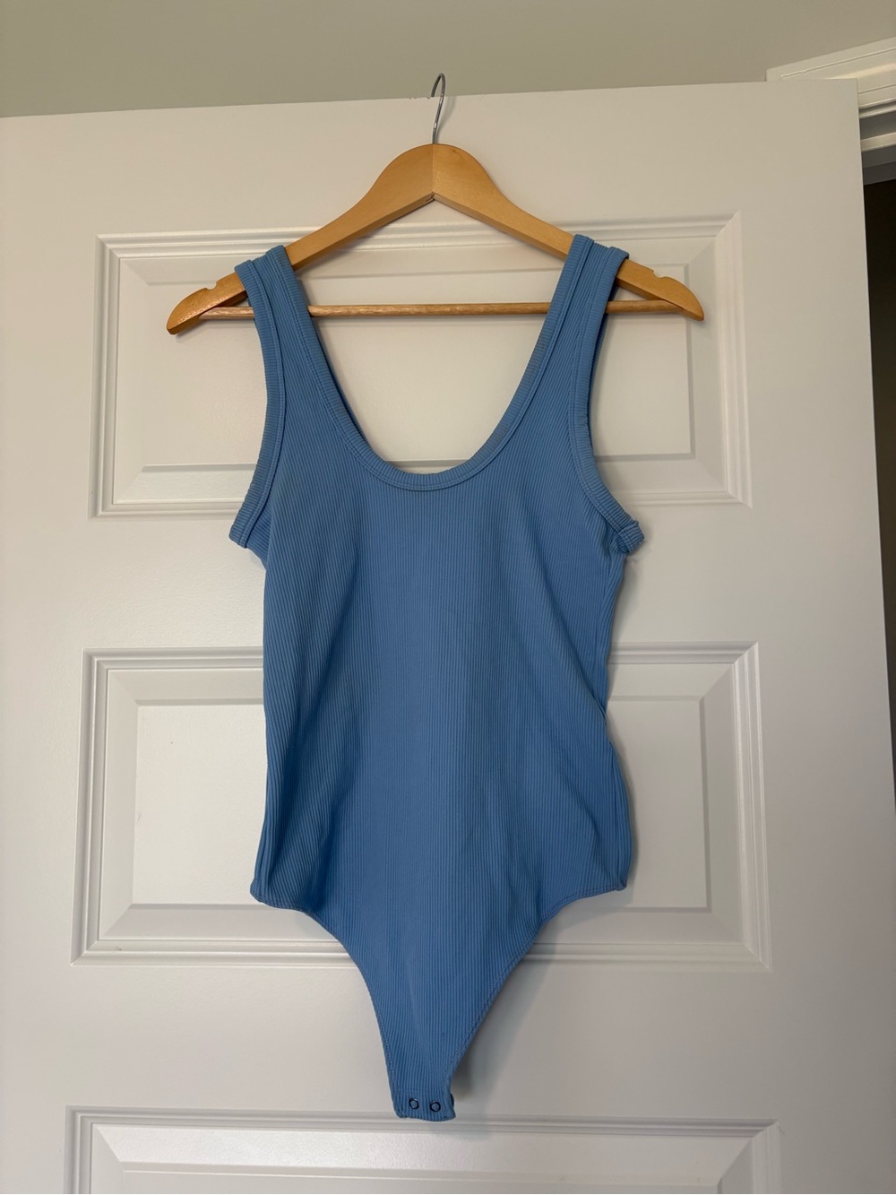 Abercrombie & Fitch Light Blue Ribbed Women's Bodysuit Size Medium Resort Ready